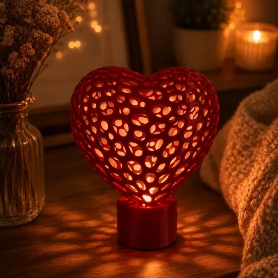 Mini Luminária Coração com Luz Suave Decorativa presente dia dos namorados