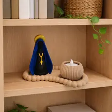 Escultura Nossa Senhora Aparecida com Vela LED Decorativa e Base Inclusa – Decoração Religiosa