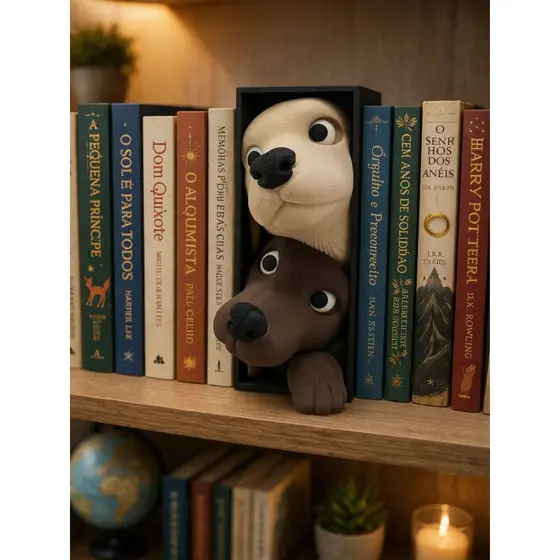 Aparador de Livros Cachorrinho Decorativo Fofo Criativo Enfeite para Estante