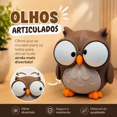 Coruja Fofa com Olhos Articulados