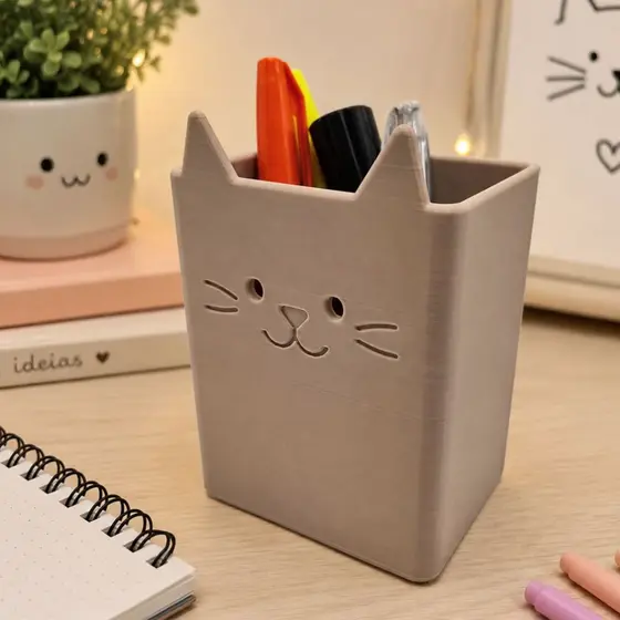 Porta Canetas Gatinho, organizador de mesa home office porta lapis