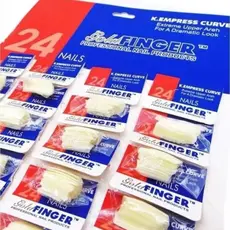 Cartela Pacote Com Unhas Postiças Quadrada Branca Nail Gold Finger