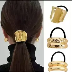 Kit Presilha Com Moda Geométrica Metal Corda De Cabelo Alta Elástica Scrunchies Feminino