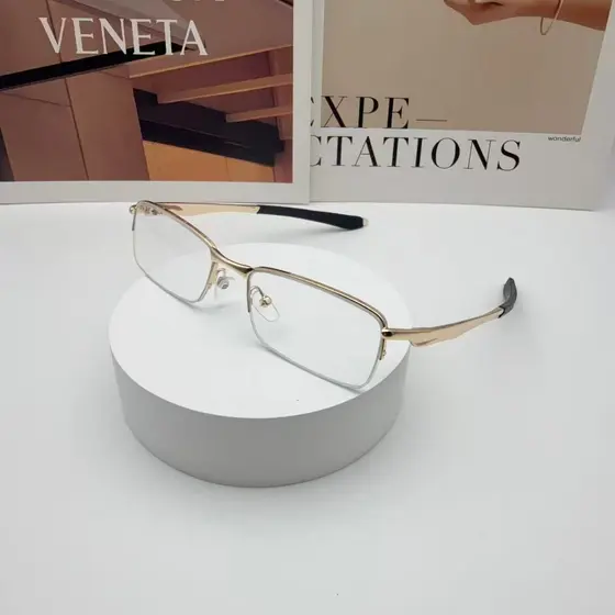 Armação de óculos semicircular em metal com lentes substituíveis.JK5040JK