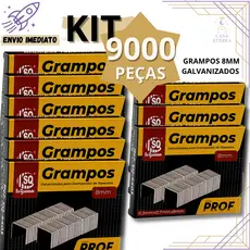 Kit 9.000 MIL Grampo 8mm Galvanizado Profissional Alta Qualidade para Tapeceiro Estofador Marcenaria e Artesanato
