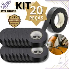 Kit 20 Fitas Isolante Preta 5m Antichama para Eletricista Uso Geral de Instalações Domésticas e Industrial