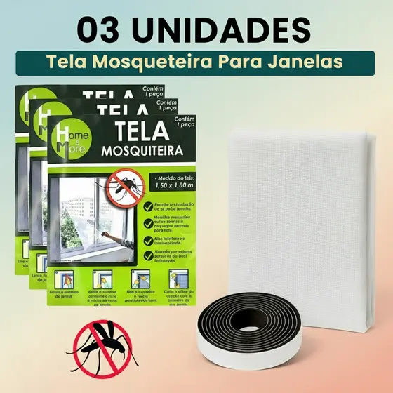 Tela Mosquiteiro Janela 150x180cm Velcro Adesivo Anti Pernilongos Protetora Qualidade