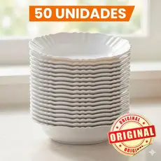 Kit 25 50 100 Pratos Pétala Plástico Redondo Fundo Reforçado Sobremesa Festa Resistente