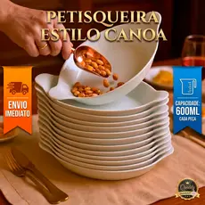 Kit 10 Petisqueiras Canoa 600ml Grande Para Petiscos Churrasco Festa Frios