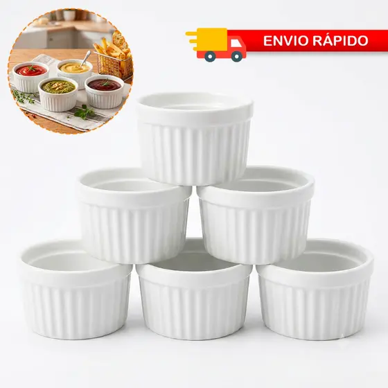 Kit Ramekin 100ml Cumbuca Canelada Para Molhos Petiscos Churrasco Buffet