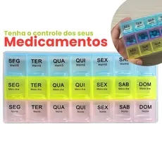 Caixa Porta Comprimidos 7 Dias 21 Compartimentos Ideal para Manhã, Meio-Dia e Noite