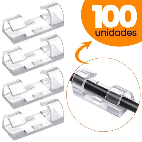 Kit Clips Organizador de Fios e Cabos Autoadesivo Passa Fio