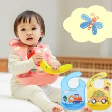 Bavador Infantil BLW Adaptado: À Prova d’Água, Bonito e com Bolsa de Migalhas (Material Plástico)