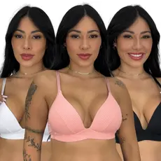 Sutiã Soft Com Bojo Alça Reforçada Regulagem Sustentação Colchete Duplo Feminino Soutien Moda