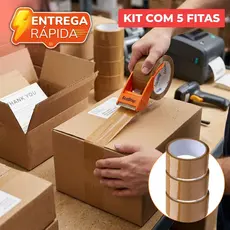 Fitas Empacotamento Adesiva Marrom Caixa Embalagem E-Commerce Papelão (45mm x 40m) Koretech
