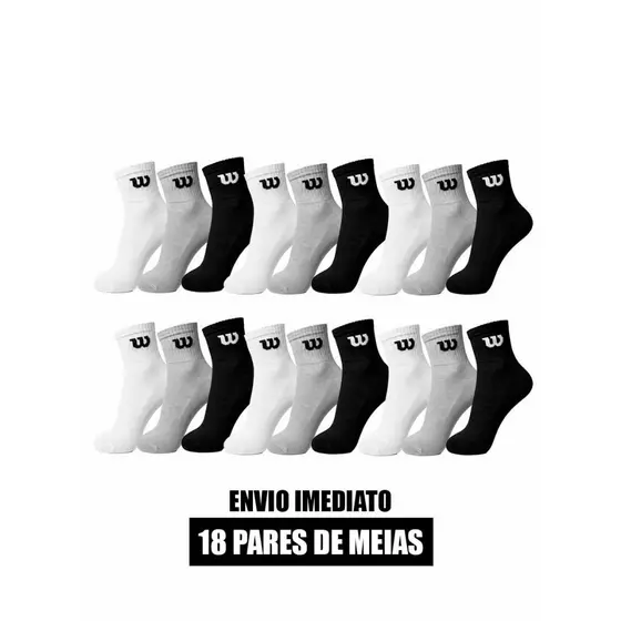 Kit 9 ou 18 pares de meia Wilson cano curto W original