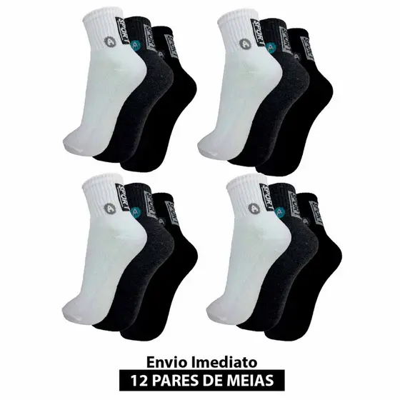 Kit 6 ou 12 pares de meias sport cano curto