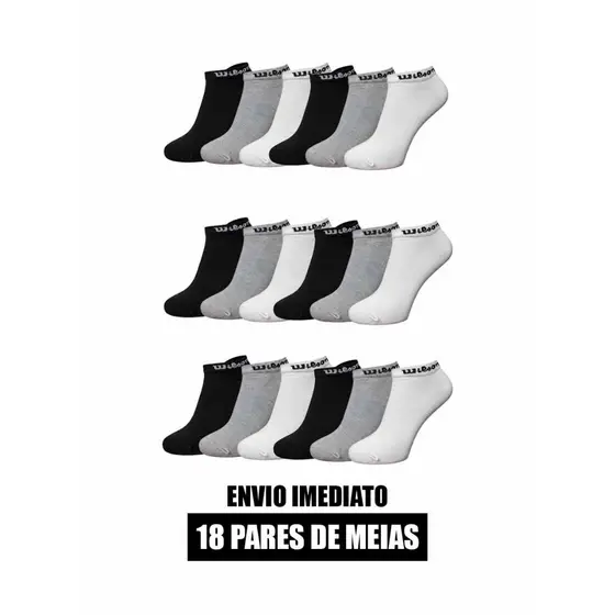 Kit 9 ou 18 pares de meia soquete Wilson original