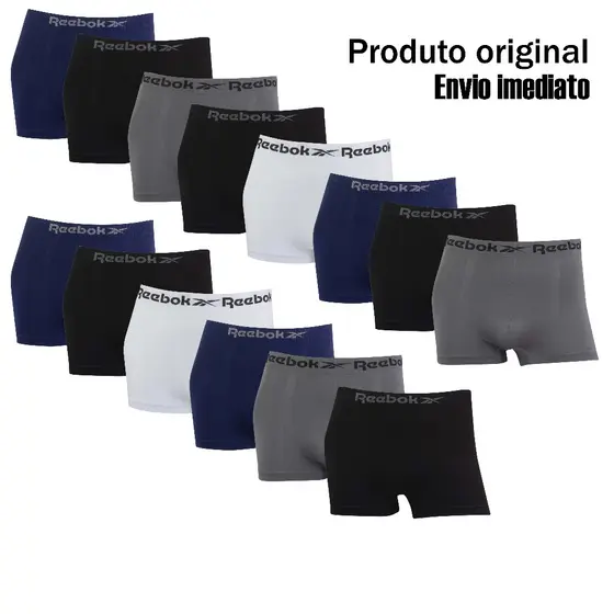 Kit 7 ou 14 cuecas boxer marca Reebok Microfibra Originais