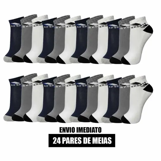 Kit 12 ou 24 pares de meias modelo sports soquete