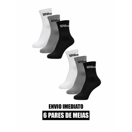 Kit 6 pares de meia canelada Wilson cano longo original