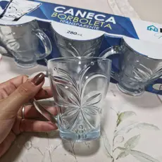 Xícara de Vidro 280ml com Alça –Jogo com 3 ou 6 Peças–Elegante e Versátil para Café, Chá e Capuccino