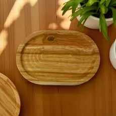 Bandeja P Oval Curva Rústica 15cm Madeira Pinus Natural