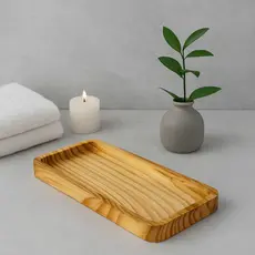 Bandeja Retangular 28cm Madeira Decorativa Lavabo Café Bolo