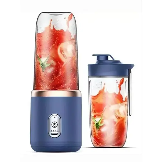 Espremedor Triturador Mini Liquidificador Portátil 6 Laminas Copo Jarra 400ml C/Tampa Mixer Bate Shake Usb Recarregável