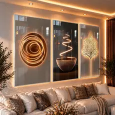 Quadros Abstratos Espiral Luminoso Circulo Moderno Luxo 122x60 Sala