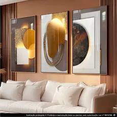 Quadros Decorativos Abstrato Lustre Moderno Luxo Kit 122x60