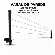 Varal De Parede Retrátil Em Aço Dobrável, Articulado, Cabo De Aço Encapado ENVIO IMEDIATO