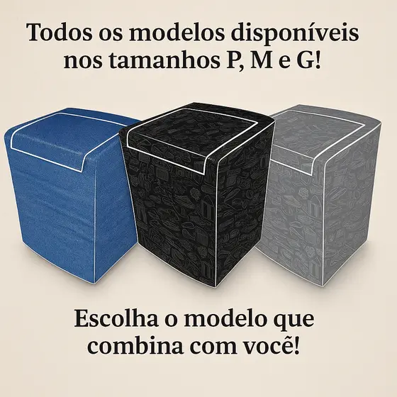 Capa Máquina de Lavar Abertura Superior Impermeável com ou sem Zíper Proteção Sol, Chuva e Poeira