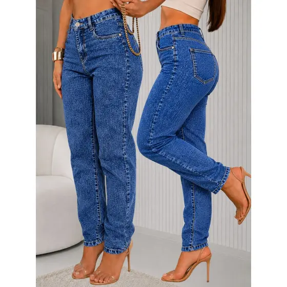 Calça MOM Feminina Jeans 100% Algodão Cintura Alta  Premium