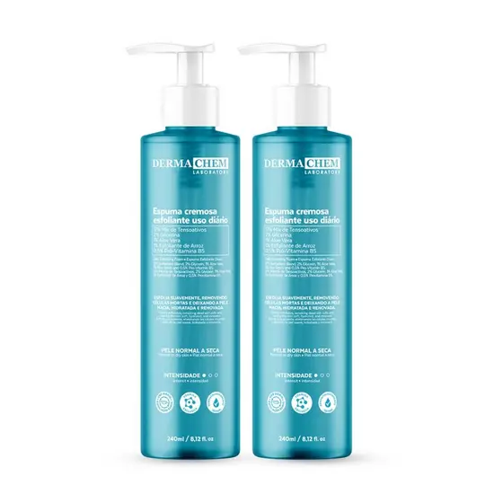 Kit Limpeza Facial 2 Espumas Faciais Esfoliantes Dermachem