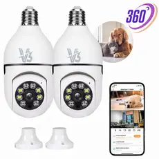 Câmera de Segurança WIFI Com Microfone e Alto-falante Visão Noturna 1/2pcs Sem Fio 360 E27 App V3