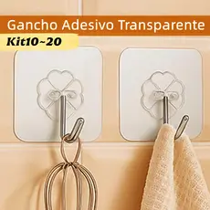 Gancho Adesivo para Parede Transparente Cozinha Sem Costura Gancho Adesivos Banheiro Organizado Pegajoso Ganchos