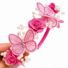 Tiara Super Luxo Jardim Encantado Infantil com Borboletas 3D Flores e Pérolas | Princesa Festa lançamento