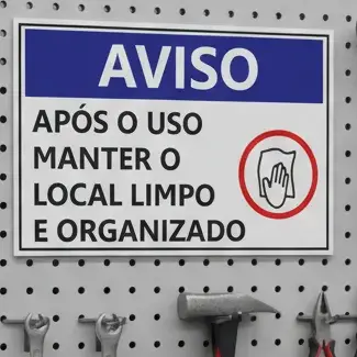 Placa Manter Local Limpo e Organizado Aviso de Limpeza Banheiro Cozinha Empresa Condomínio 30x20cm