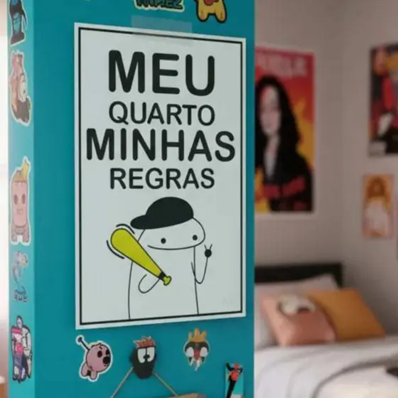 Placa De Decoração de quarto Meu Quarto Minhas Regras / Gamer jogando / Star wars 20x30cm