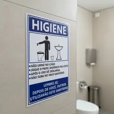 Placa Sinalização Ps 1mm Higiene Banheiro Acessível Restaurantes Bares Condomínios Decorativa