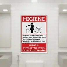 Placa Sinalização Banheiro Feminino PS 1mm Adesiva Sanitário WC Higiene Identificação Lavabo
