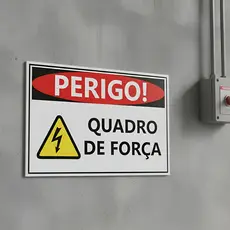 Placa De Sinalização Ps 1mm - Perigo Quadro De Força - Corrente elétrica - Risco de choque - Cuidado