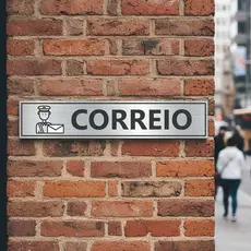 Placa De Sinalização Ps 1mm Correio Cor IMITANDO Aço Escovado 25x5 Cm Branco (não é aço escovado)