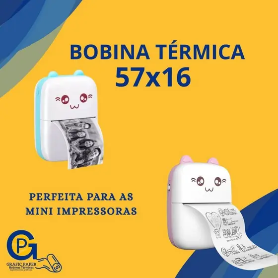 Kit 5 Bobina Térmica 57mm Não Adesivo Branco / Rolo Para Mini Impressora Portátil
