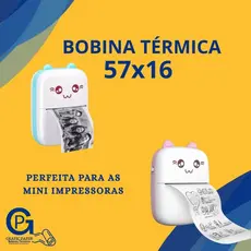 Kit 5 Bobina Térmica 57mm Não Adesivo Branco / Rolo Para Mini Impressora Portátil