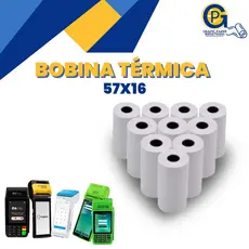 Bobina Térmica 57x16 p/ Maquininha Cartão | Caixa c/ 100 Unid | Alta Qualidade e Rendimento