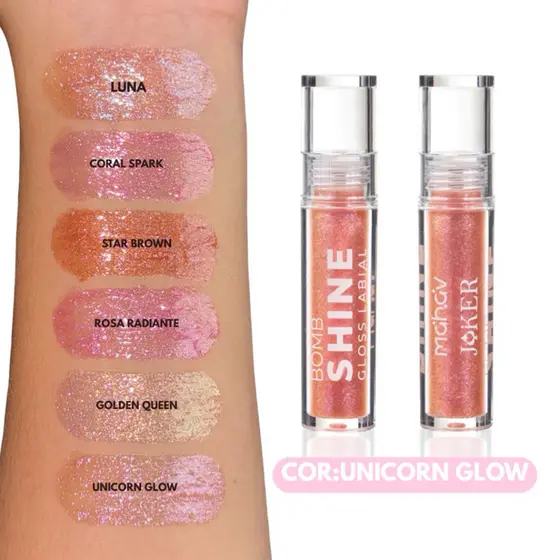 Bomb Shine Gloss Labial Mahav - Partículas Ultra Brilhante