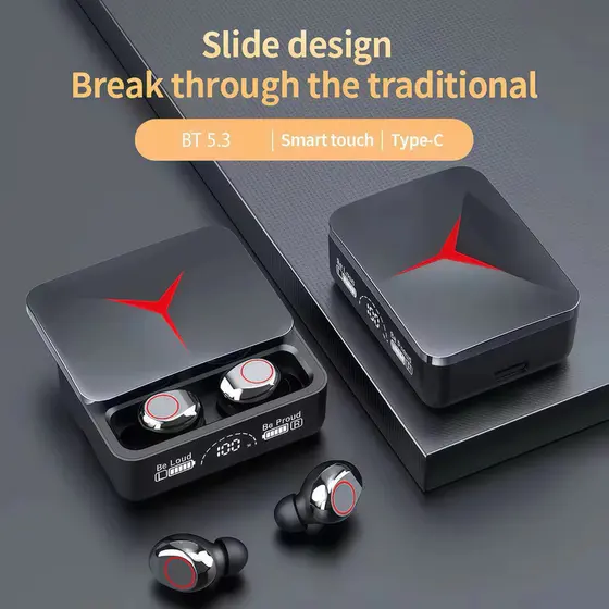 Fones De Ouvido Para Jogos TWS M90 À Prova D'água Com Capa Deslizante E Fone Esportivo Redução De Ruído