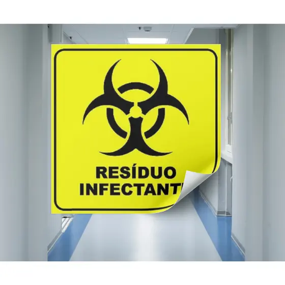 Adesivo Lixo Infectante 15x15cm ou 30x30cm 🚨 Sinalização Obrigatória CIPA NR32 - pronta entrega, alta qualidade!!